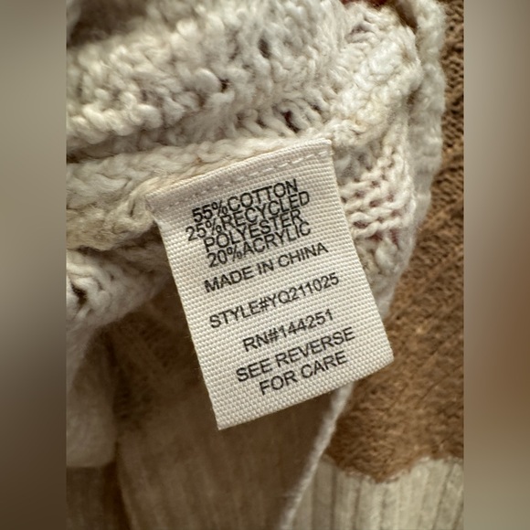 Cream Patchwork Boxy Cable-Knit Cardigan Sweater - Picture 5 of 7